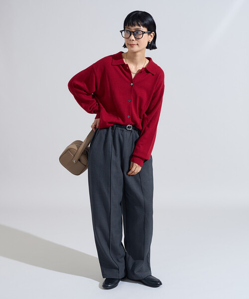 FREAK'S STORE（フリークスストア）の「マシーンウォッシャブル ウールブレンドポロニット/ ポロ襟（ニット/セーター・レディース・ライトグレー/ブラウン/レッド/レモンイエロー・ﾌﾘ-）」の21枚目の写真