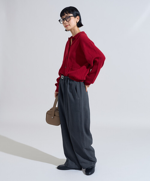 FREAK'S STORE（フリークスストア）の「マシーンウォッシャブル ウールブレンドポロニット/ ポロ襟（ニット/セーター・レディース・ライトグレー/ブラウン/レッド/レモンイエロー・ﾌﾘ-）」の22枚目の写真