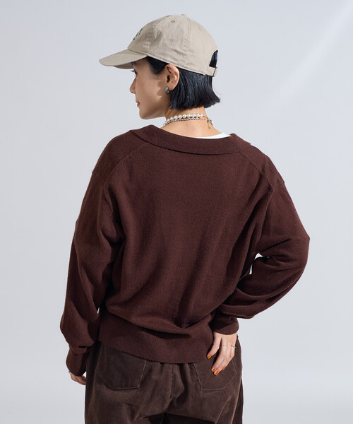 FREAK'S STORE（フリークスストア）の「マシーンウォッシャブル ウールブレンドポロニット/ ポロ襟（ニット/セーター・レディース・ライトグレー/ブラウン/レッド/レモンイエロー・ﾌﾘ-）」の16枚目の写真