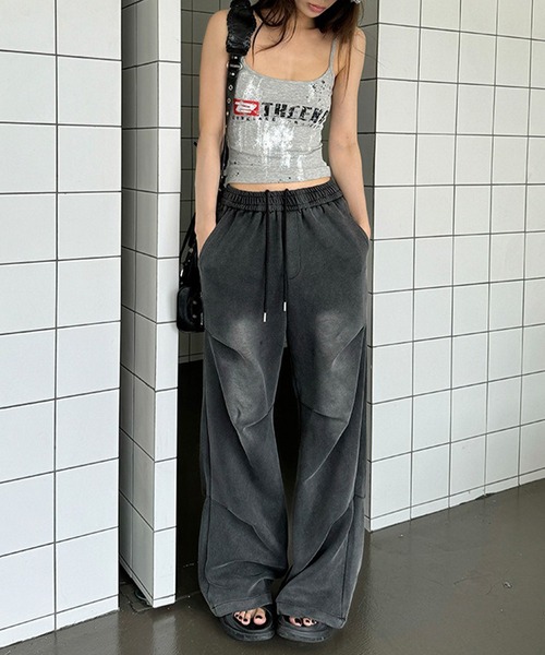 SpRay（スプレイ）の「スウェット切替ワイドパンツ（その他パンツ・レディース・グレー/ブラック・FREE/SMALL）」の4枚目の写真