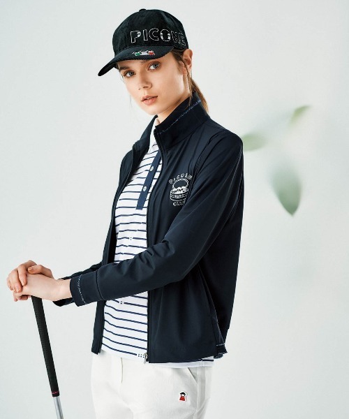 Picone CLUB（ピッコーネクラブ）の「ピコボーダーポロシャツ（ポロシャツ・レディース・ベージュ/グリーン/ネイビー/オレンジ・S/L/M）」の14枚目の写真
