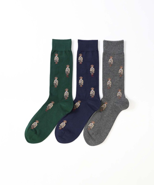 POLO RALPH LAUREN（ポロ ラルフ ローレン）の「POLO RALPH LAUREN ALLOVER BEAR クルーソックス 02012496（ソックス/靴下・メンズ・モスグリーン/ダークネイビー/ライトグレー・25-27CM/27-29cm）」の9枚目の写真