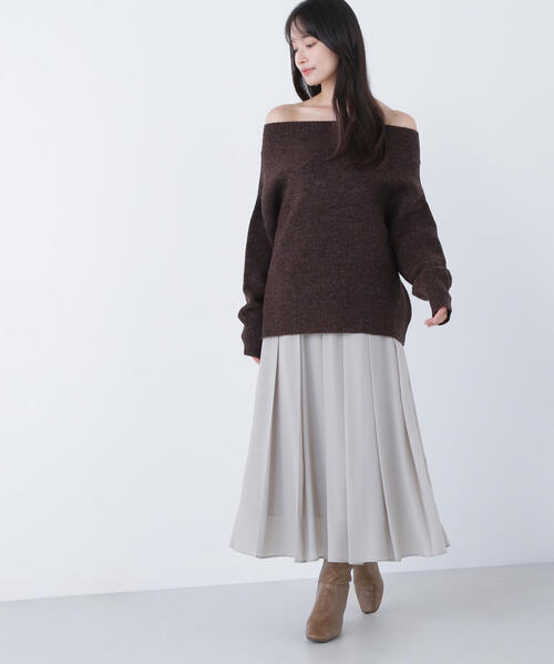 NATURAL BEAUTY BASIC(ナチュラルビューティーベーシック)の「◇オータムカラープリーツスカート(スカート・レディース・ベージュ/ワイン・MEDIUM/P/S)」の1枚目の写真