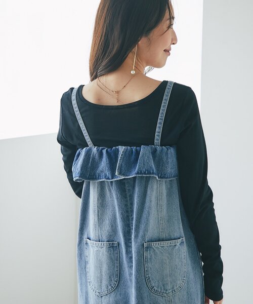 La boutique BonBon（ラブティックボンボン）の「パール付きデニムキャミワンピース（ワンピース・レディース・サックスブルー/ネイビー・36/38/PS）」の7枚目の写真