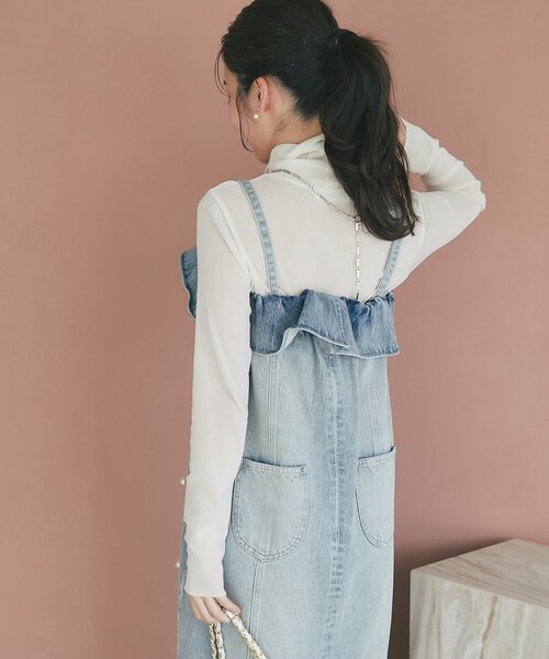La boutique BonBon（ラブティックボンボン）の「パール付きデニムキャミワンピース（ワンピース・レディース・サックスブルー/ネイビー・36/38/PS）」の16枚目の写真