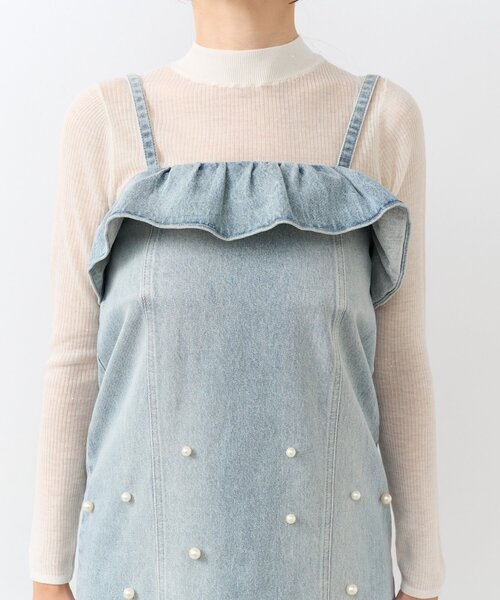 La boutique BonBon（ラブティックボンボン）の「パール付きデニムキャミワンピース（ワンピース・レディース・サックスブルー/ネイビー・36/38/PS）」の20枚目の写真