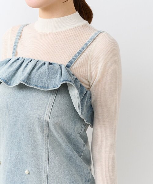 La boutique BonBon（ラブティックボンボン）の「パール付きデニムキャミワンピース（ワンピース・レディース・サックスブルー/ネイビー・36/38/PS）」の21枚目の写真