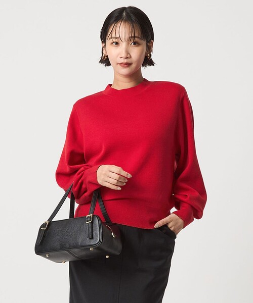 green label relaxing(グリーンレーベルリラクシング)の「ウール スムース ボトルネック フォルム ニット プルオーバー ウォッシャブル(ニット/セーター・レディース・グレー/オフホワイト/ブラック/レッド/ベージュ・FREE)」の5枚目の写真