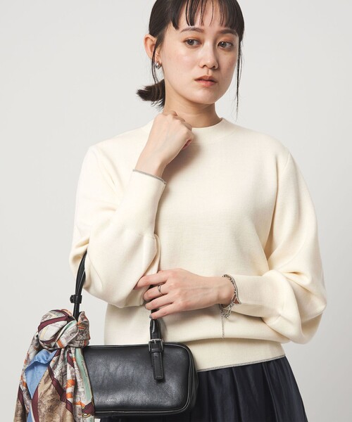 セール】ウール スムース ボトルネック フォルム ニット プルオーバー