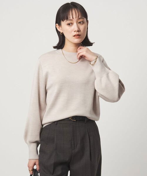 green label relaxing(グリーンレーベルリラクシング)の「ウール スムース ボトルネック フォルム ニット プルオーバー ウォッシャブル(ニット/セーター・レディース・グレー/オフホワイト/ブラック/レッド/ベージュ・FREE)」の9枚目の写真