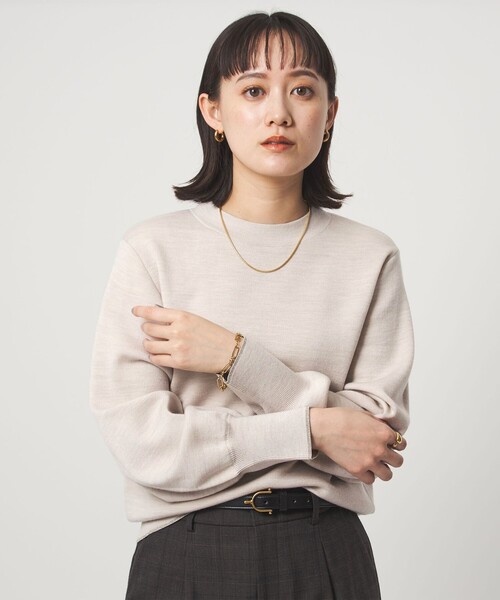 セール】ウール スムース ボトルネック フォルム ニット プルオーバー