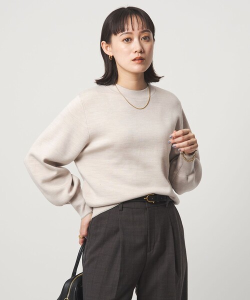 green label relaxing(グリーンレーベルリラクシング)の「ウール スムース ボトルネック フォルム ニット プルオーバー ウォッシャブル(ニット/セーター・レディース・グレー/オフホワイト/ブラック/レッド/ベージュ・FREE)」の11枚目の写真