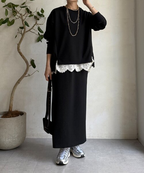 DouDou（ドゥドゥ）の「【WEB限定】MA1ポケットプルオーバー＋タイトスカートセット（セットアップ・レディース・アイボリー/ブラック/カーキ/キャメル・FREE）」の8枚目の写真