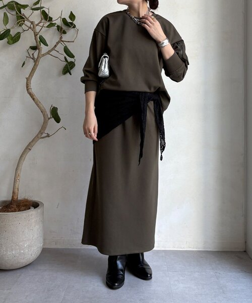 DouDou（ドゥドゥ）の「【WEB限定】MA1ポケットプルオーバー＋タイトスカートセット（セットアップ・レディース・アイボリー/ブラック/カーキ/キャメル・FREE）」の22枚目の写真