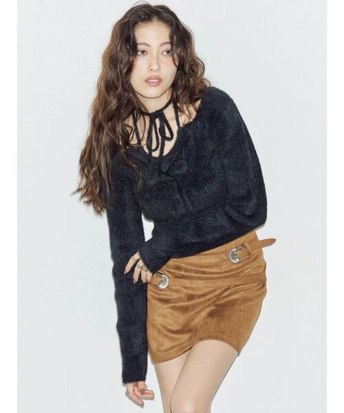 EVRIS（エヴリス）の「ホルターネックシャギーニットトップス（ニット/セーター・レディース・ブラック/グレー/ブルー/ホワイト・FREE）」の13枚目の写真