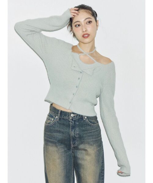 EVRIS（エヴリス）の「ホルターネックシャギーニットトップス（ニット/セーター・レディース・ブラック/グレー/ブルー/ホワイト・FREE）」の20枚目の写真