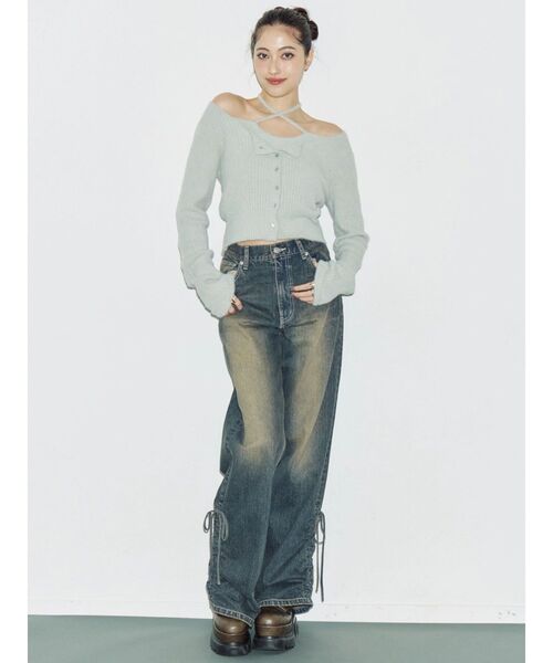 EVRIS（エヴリス）の「ホルターネックシャギーニットトップス（ニット/セーター・レディース・ブラック/グレー/ブルー/ホワイト・FREE）」の21枚目の写真