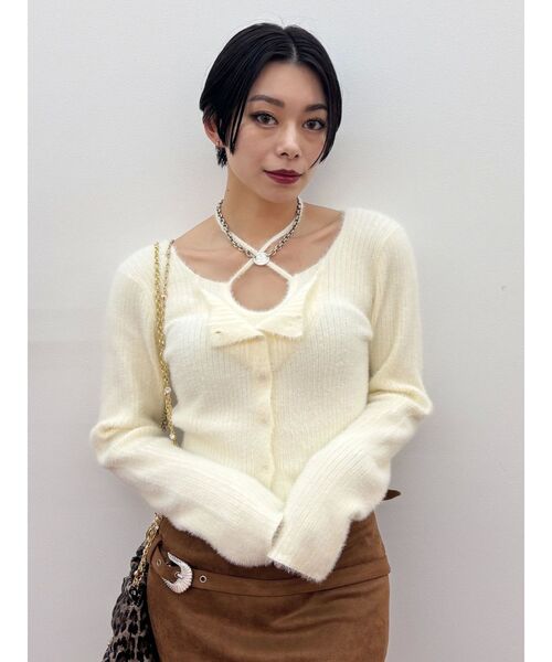 EVRIS（エヴリス）の「ホルターネックシャギーニットトップス（ニット/セーター・レディース・ブラック/グレー/ブルー/ホワイト・FREE）」の5枚目の写真