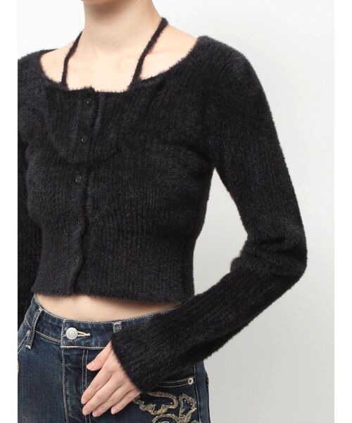 EVRIS（エヴリス）の「ホルターネックシャギーニットトップス（ニット/セーター・レディース・ブラック/グレー/ブルー/ホワイト・FREE）」の6枚目の写真