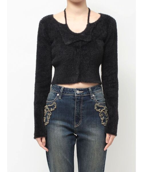 EVRIS（エヴリス）の「ホルターネックシャギーニットトップス（ニット/セーター・レディース・ブラック/グレー/ブルー/ホワイト・FREE）」の10枚目の写真