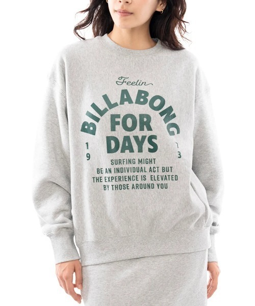 BILLABONG(ビラボン)の「【BILLABONG/ビラボン】24AW SIDE RIB HEAVY SWEAT/ロゴスウェットトレーナー(スウェット・レディース・ヘザーグレー/ブルー/ブラック/ホワイト・MEDIUM/LARGE)」の3枚目の写真