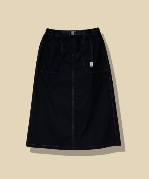 go slow caravan（ゴースローキャラバン）の「ストレッチキャンバス ベイカースカート W（スカート・レディース・ブルー/ブラック/オリーブ/キャメル・FREE）」の2枚目の写真