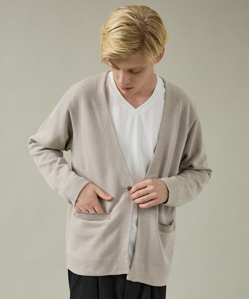 ABAHOUSE（アバハウス）の「バイアスジャガード 1ボタン カーディガン（カーディガン/ボレロ・メンズ・ネイビー/ブルー/グレイッシュベージュ・44/46/48）」の14枚目の写真