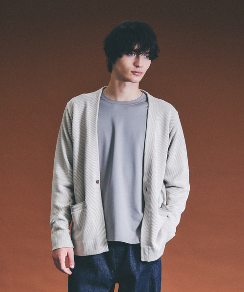 ABAHOUSE（アバハウス）の「バイアスジャガード 1ボタン カーディガン（カーディガン/ボレロ・メンズ・ネイビー/ブルー/グレイッシュベージュ・44/46/48）」の17枚目の写真