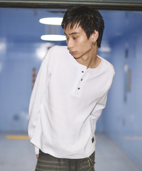 コットンサーマルロングスリーブヘンリーネックTシャツ【UNISEX】（T