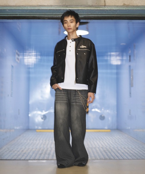 MSG（エムエスジー）の「コットンサーマルロングスリーブヘンリーネックTシャツ【UNISEX】（Tシャツ/カットソー・メンズ・グレー/ホワイト/ワイン系/ブラック系/ブラック/ブラック系2/レオパード・XL/L/M/S）」の9枚目の写真