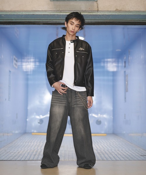 MSG（エムエスジー）の「コットンサーマルロングスリーブヘンリーネックTシャツ【UNISEX】（Tシャツ/カットソー・メンズ・グレー/ホワイト/ワイン系/ブラック系/ブラック/ブラック系2/レオパード・XL/L/M/S）」の11枚目の写真