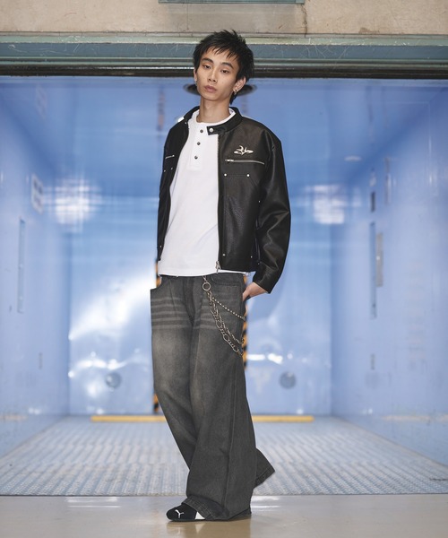 MSG（エムエスジー）の「コットンサーマルロングスリーブヘンリーネックTシャツ【UNISEX】（Tシャツ/カットソー・メンズ・グレー/ホワイト/ワイン系/ブラック系/ブラック/ブラック系2/レオパード・XL/L/M/S）」の10枚目の写真