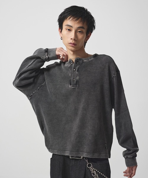 コットンサーマルロングスリーブヘンリーネックTシャツ【UNISEX】（T