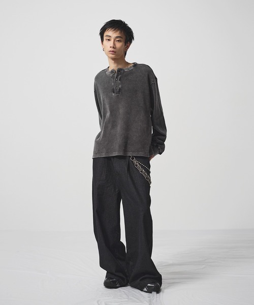 コットンサーマルロングスリーブヘンリーネックTシャツ【UNISEX】（T