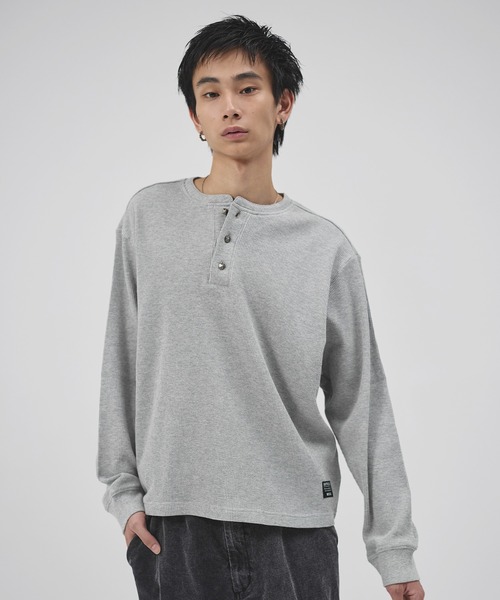 コットンサーマルロングスリーブヘンリーネックTシャツ【UNISEX】（T