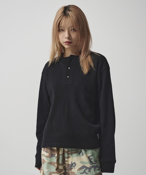 MSG（エムエスジー）の「コットンサーマルロングスリーブヘンリーネックTシャツ【UNISEX】（Tシャツ/カットソー・メンズ・グレー/ホワイト/ワイン系/ブラック系/ブラック/ブラック系2/レオパード・XL/L/M/S）」の13枚目の写真