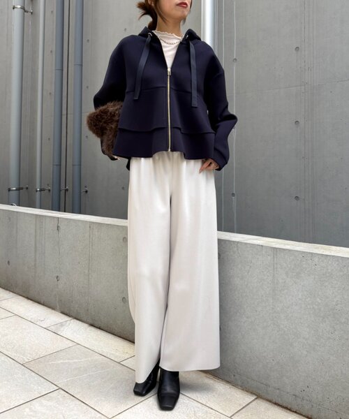 Jena espace merveilleux（ジェナ　エスパスメルヴェイユ）の「【あったかパンツ】ウールライクキャタピラーパンツ（その他パンツ・レディース・ライトベージュ/アイボリー/ブラック・FREE）」の4枚目の写真