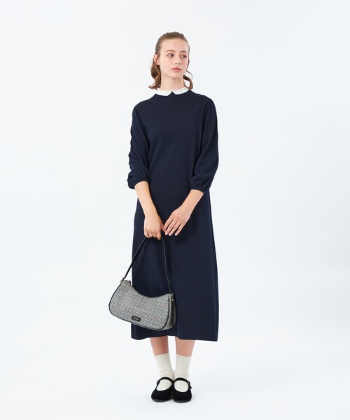 25年秋冬モデル】Cleric Collar Knit サックワンピース（ワンピース