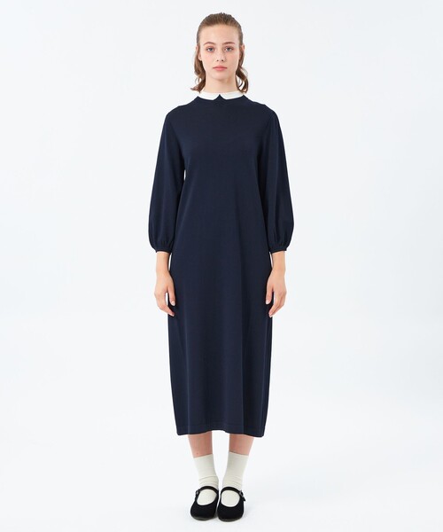 25年秋冬モデル】Cleric Collar Knit サックワンピース（ワンピース