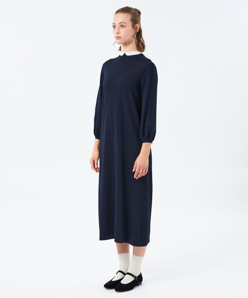 MACKINTOSH PHILOSOPHY(マッキントッシュ フィロソフィー)の「【25年秋冬モデル】Cleric Collar Knit サックワンピース(ワンピース・レディース・チャコールグレー/ダークネイビー・38)」の6枚目の写真