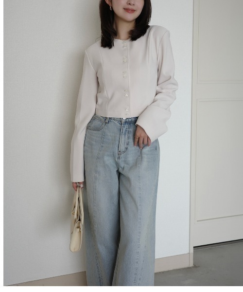 ♡anuans♡サイドタックカジュアルワイドデニム サイドタックカジュアルワイドデニム（デニムパンツ）｜anuans（ア