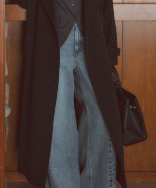 サイドタックカジュアルワイドデニム（デニムパンツ）｜anuans（ア