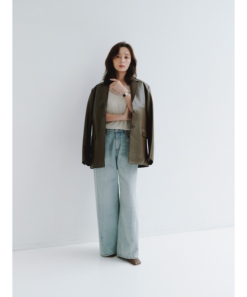 サイドタックカジュアルワイドデニム（デニムパンツ）｜anuans（ア