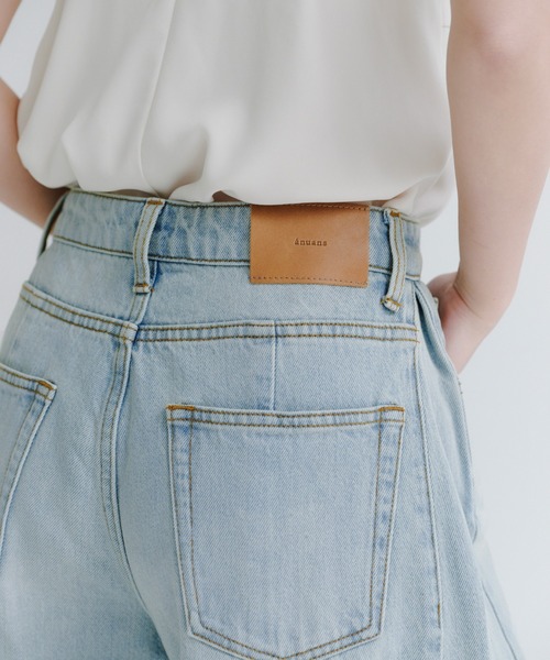 Anuans サイドタックカジュアルワイドデニム サイドタックカジュアルワイドデニム