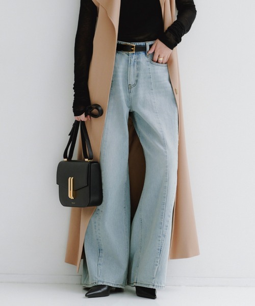 サイドタックカジュアルワイドデニム（デニムパンツ）｜anuans（ア