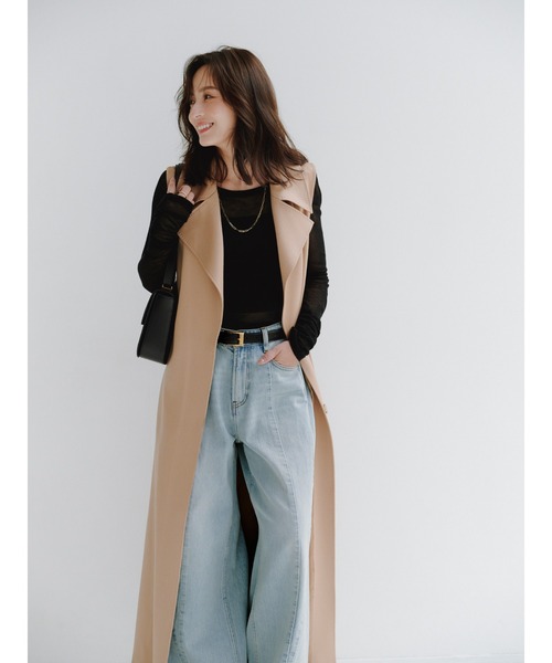 サイドタックカジュアルワイドデニム（デニムパンツ）｜anuans（ア