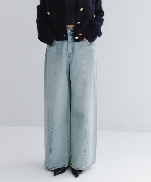 anuans サイドタックカジュアルワイドデニム サイドタックカジュアルワイドデニム