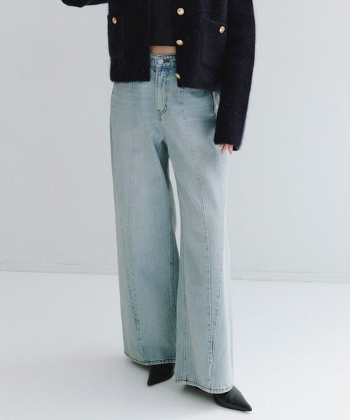 サイドタックカジュアルワイドデニム（デニムパンツ）｜anuans（ア