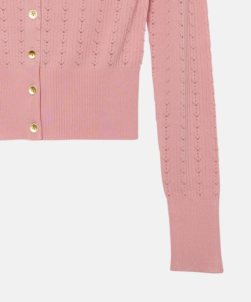 LE CIEL BLEU（ルシェルブルー）の「リブドアイレットカーディガン / Ribbed Eyelet Cardigan（ニット/セーター・レディース・ピンク/ライトブルー・36）」の11枚目の写真