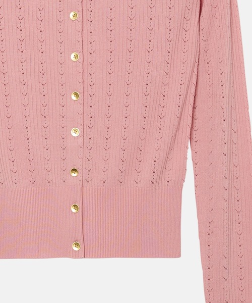 LE CIEL BLEU（ルシェルブルー）の「リブドアイレットカーディガン / Ribbed Eyelet Cardigan（ニット/セーター・レディース・ピンク/ライトブルー・36）」の10枚目の写真